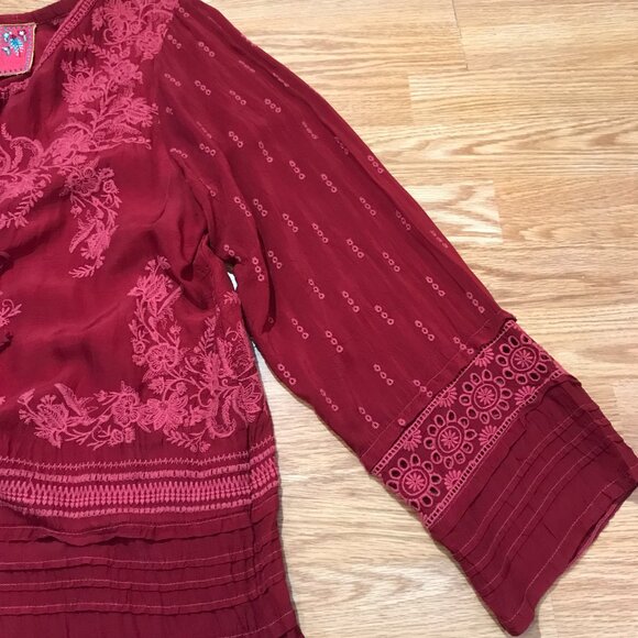 Johnny Was Leafly Tiered Popover Embroidered Tunic Dress XL - Picture 8 of 9